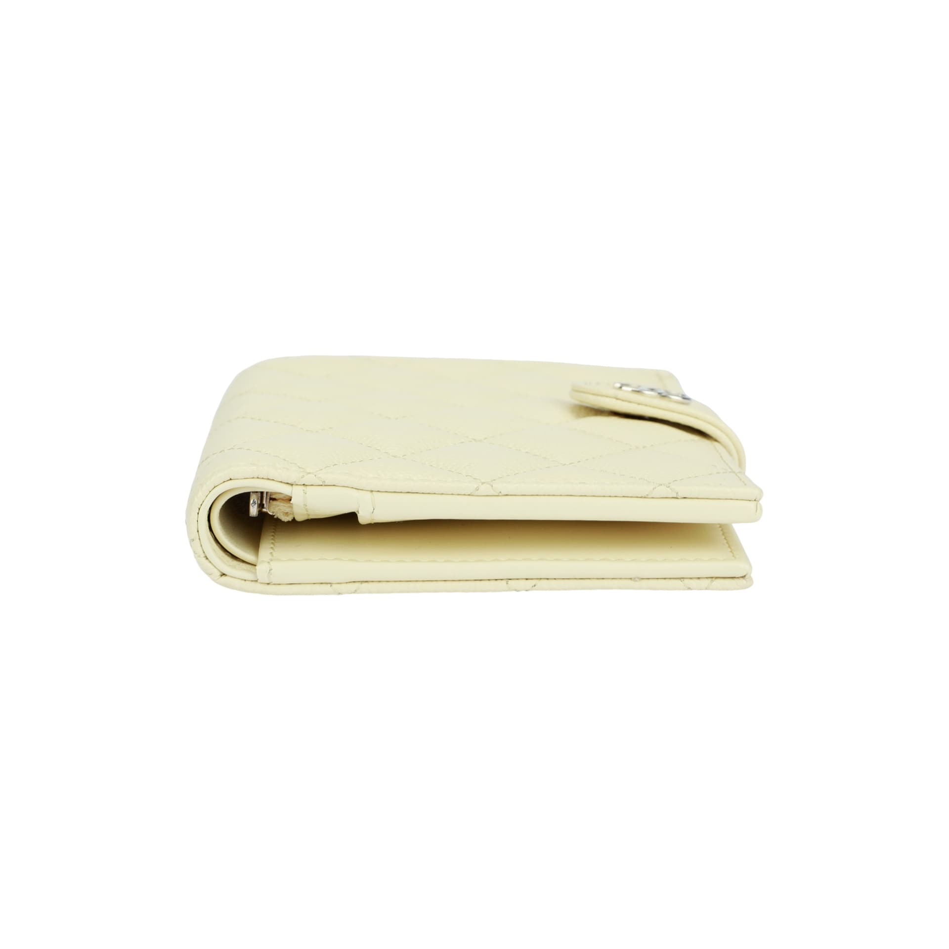 CHANEL Shiny Grain Calfskin & Gold Metal Passport Holder Small Chick Yellow