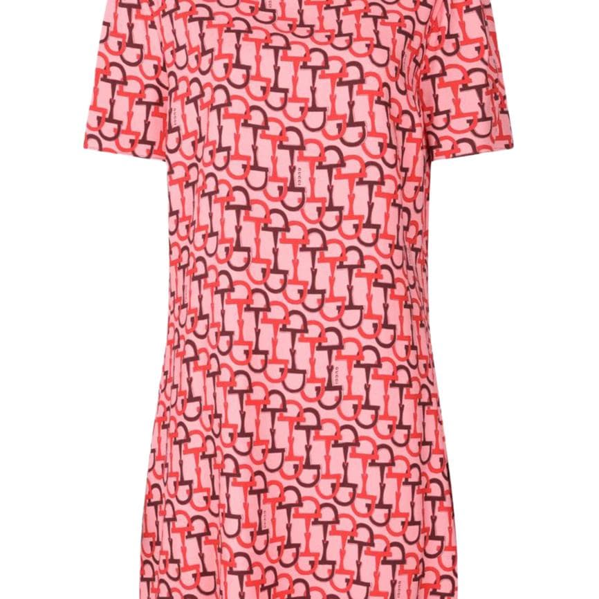 GUCCI Horsebit Print Short Sleeve Dress
