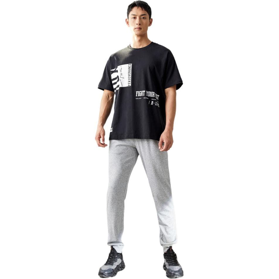 ANTA Knitted Sweatpants Gray Heather Gray Thin Cuffed