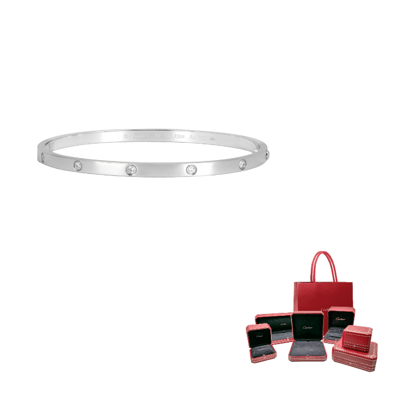 CARTIER LOVE 18K Gold Diamond Bangles White Gold White Gold