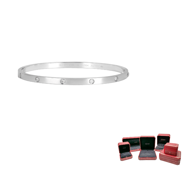 CARTIER LOVE 18K Gold Diamond Bangles White Gold White Gold