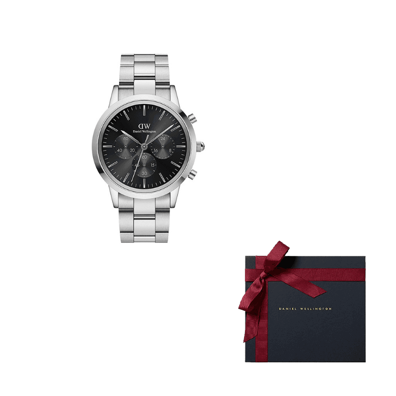 Daniel Wellington Three Eye Chronograph Collection Wrist Quartz Movement Stainless Steel Watchband Black Dial Black Dial