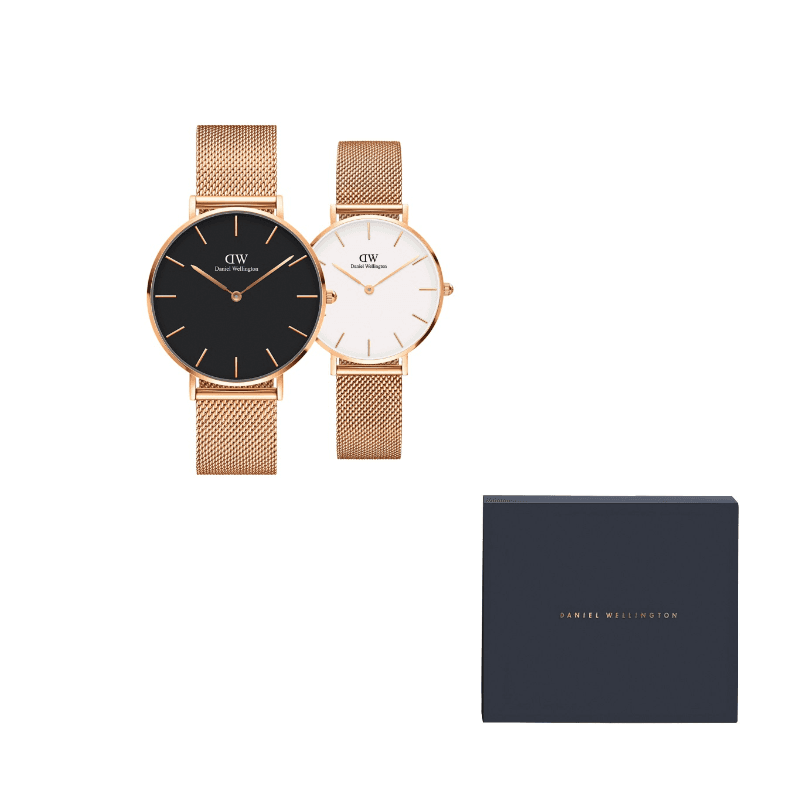Daniel Wellington PETITE Collection Wrist Quartz Movement Stainless Steel Watchband Black Dial Rose Gold White Dial Watch & Rose Gold White Dial Watch