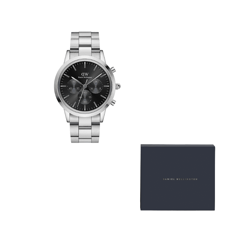 Daniel Wellington Three Eye Chronograph Collection Wrist Quartz Movement Stainless Steel Watchband Black Dial Black Dial