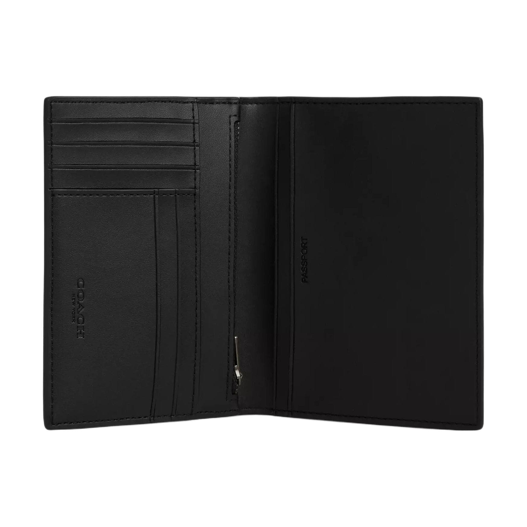COACH Coated Canvas Passport Holder Mini Walnut