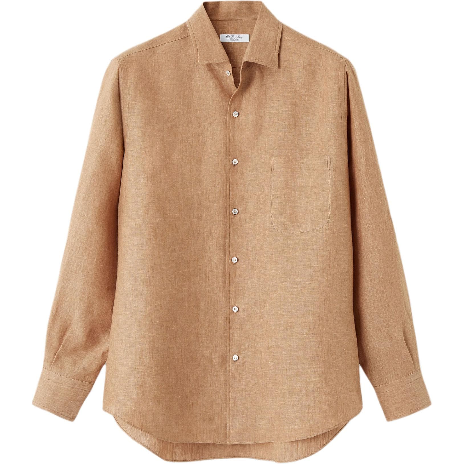 Loro Piana Shirts Khaki Lapel Moderate Straight Fit