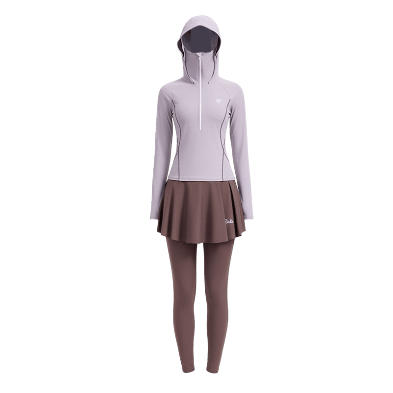 Barbie TwoPiece Light GrayBrown Hooded (Nondetachable) Thin Short Skirt TwoPiece Swimsuit