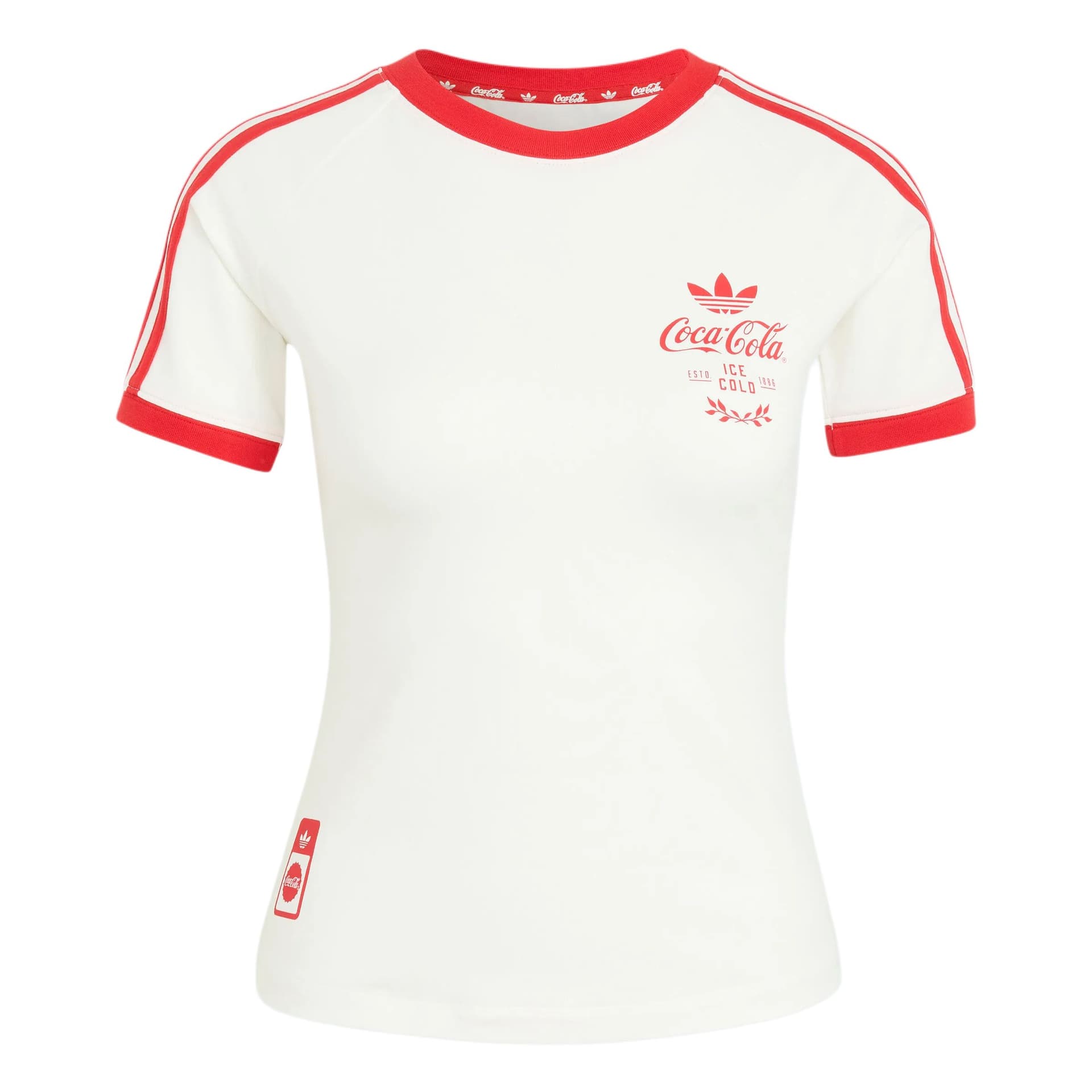 Adidas Originals X CocaCola TShirts Bright White Crew Neck Moderate Nippedin Waist