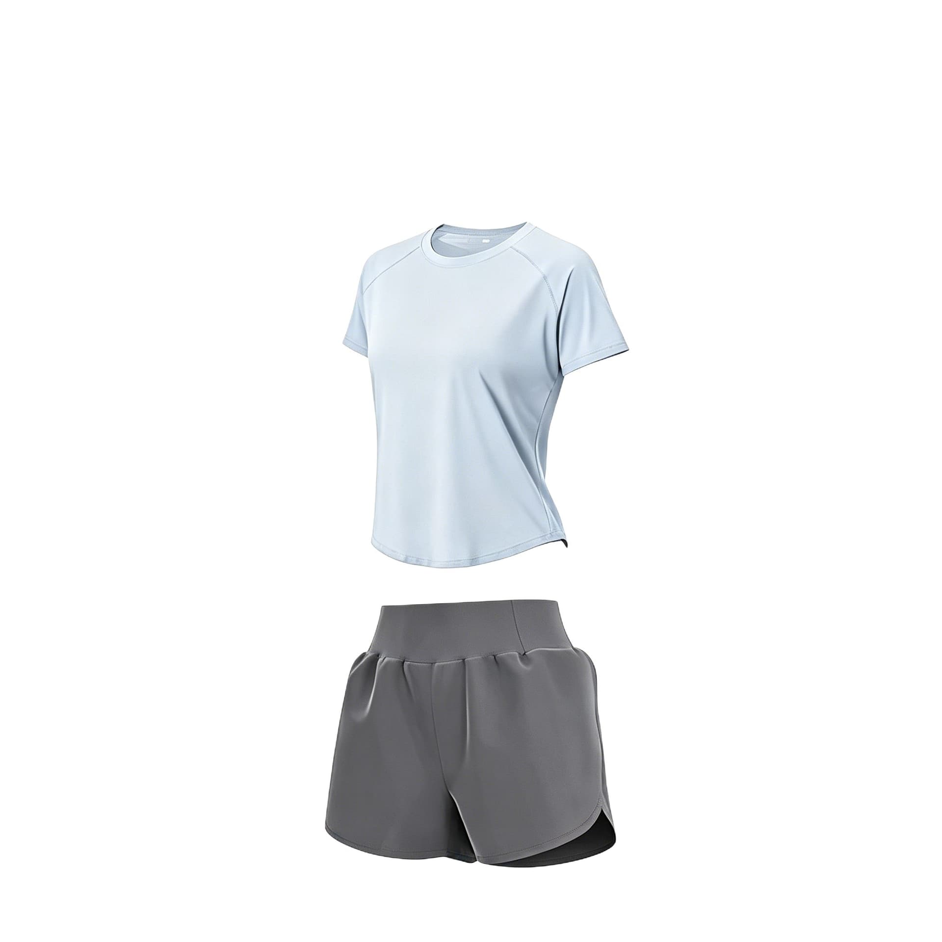 Sugarfunk Fitness Sets Crew Neck Thin [ShortSleeved Set]Misty Blue+Limestone