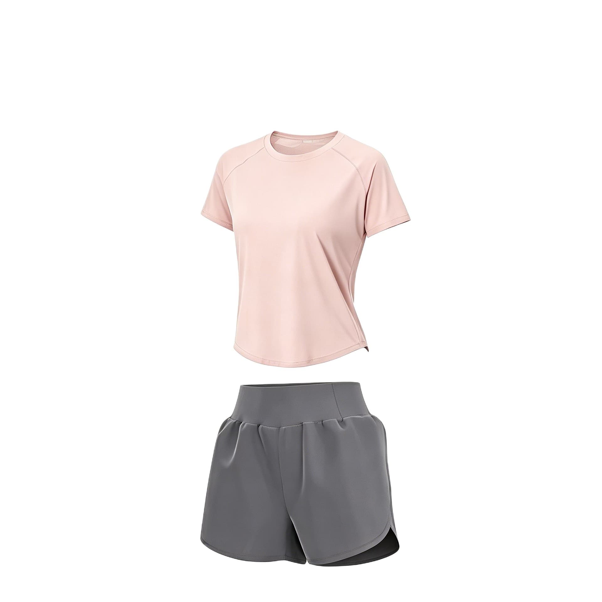[ShortSleeved Shorts Set]Light Pink+Limestone