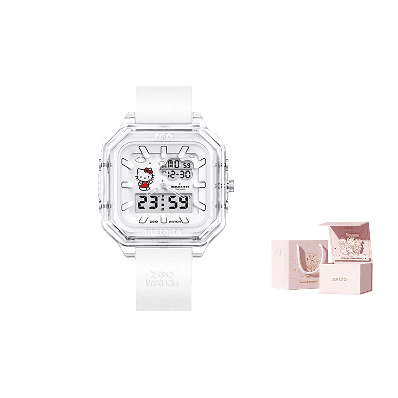 Zgo Sanrio Hello Kitty Hello Kitty Quartz Movement Silicone Strap Watch Watch White Dial