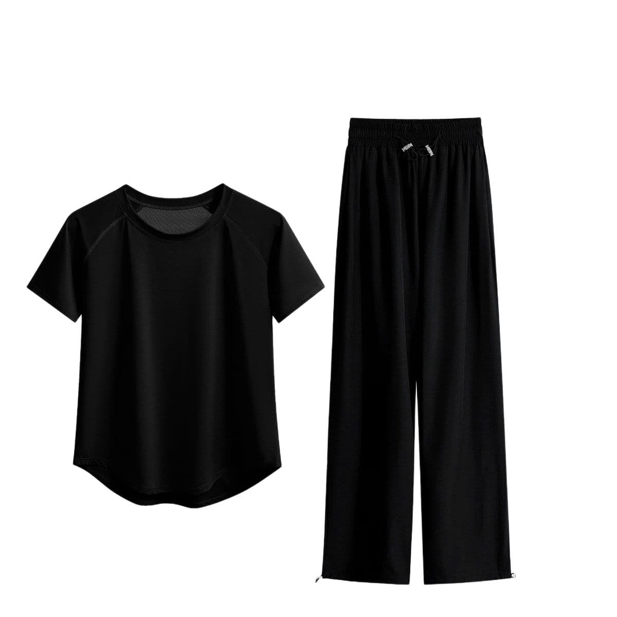 Sugarfunk Fitness Sets Thin Black ShortSleeved TShirt+Black