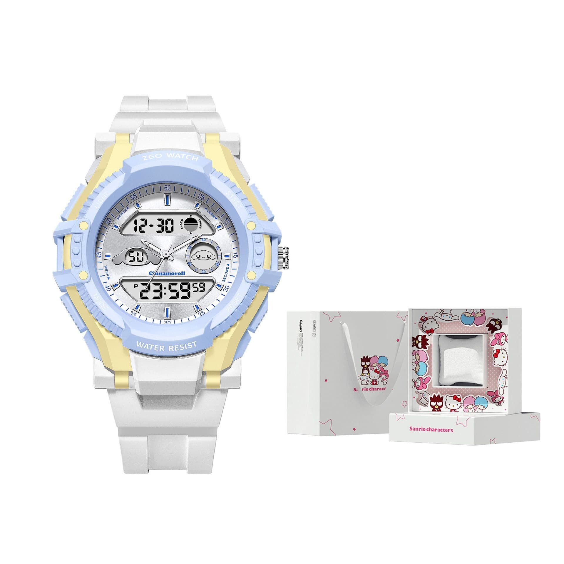 Zgo Sanrio, Cinnamoroll Collaboration Quartz Movement TPU Strap Watch Watch White Dial