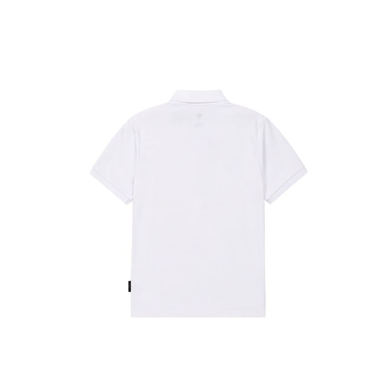 DESCENTE Polo Shirts Plain White Shadow Lapel Moderate Straight Fit