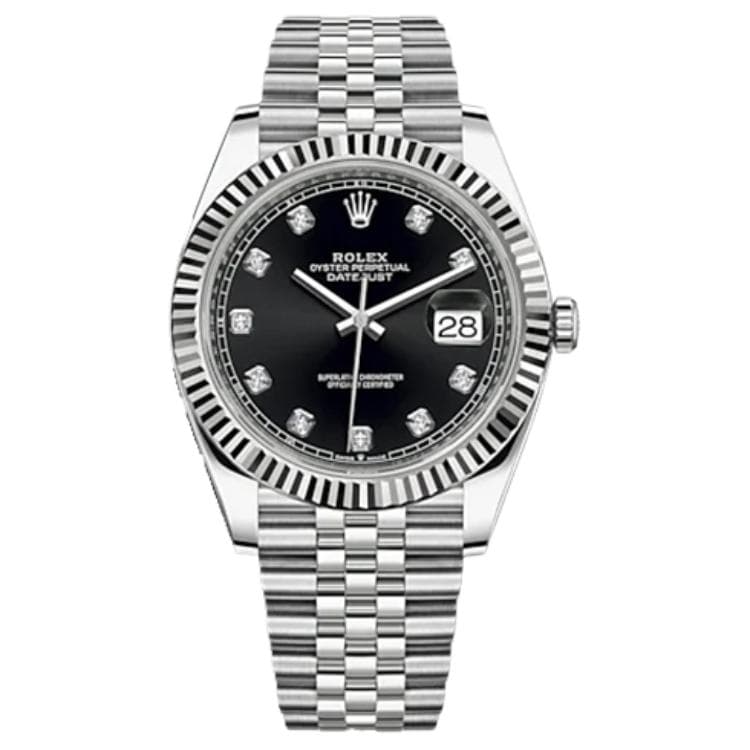 ROLEX Fluted Bezel Datejust Collection Automatic Mechanical Movement Watch 41mm Black Dial