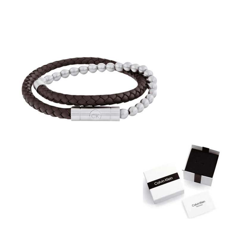 CALVIN KLEIN Retractable Stainless Steel Titanium Steel Matte silver & coffee
