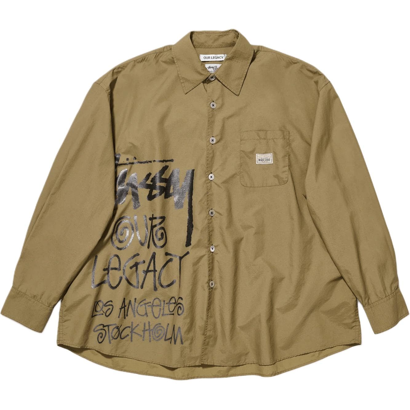 Stussy X OUR LEGACY OUR LEGACY Shirts Khaki Lapel Moderate Straight Fit