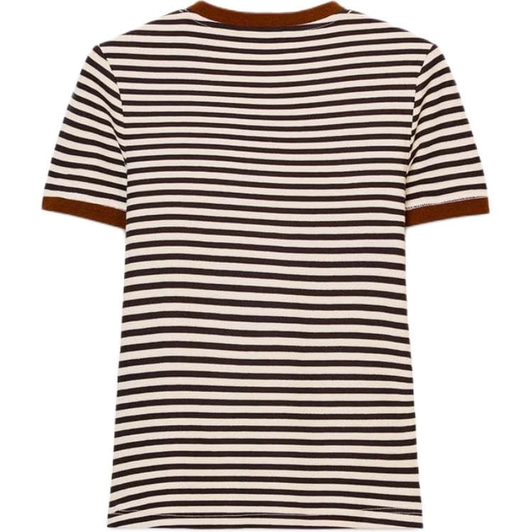 ZARA TShirts Stripes Crew Neck Moderate Straight Fit