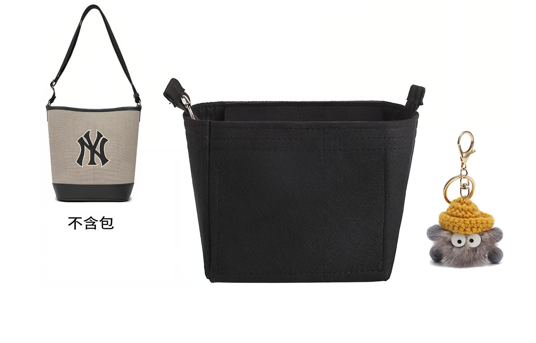 Black Felt Liner+Small Coal Ball Charm (Bag Not Included)