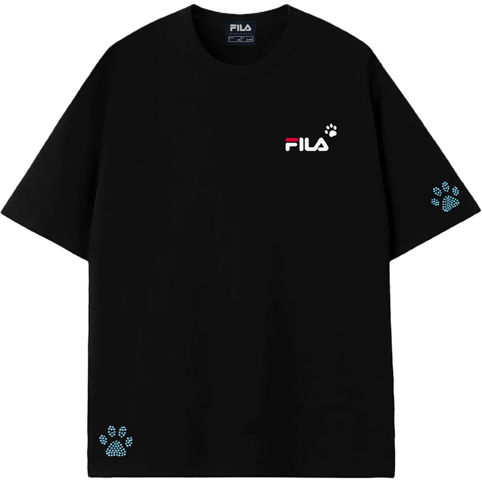 FILA TShirts Black Blue Diamond Crew Neck Moderate Straight Fit
