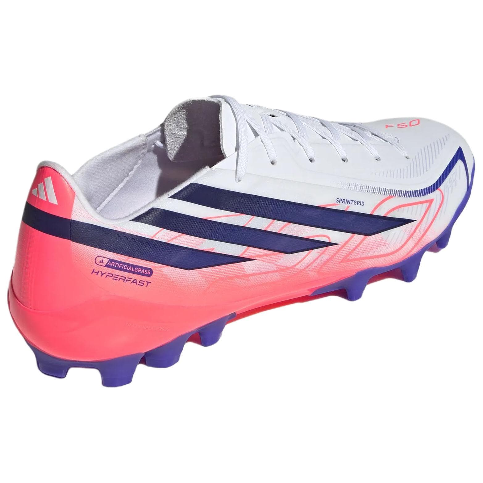 Adidas F50 Soccer Lowtop White/Solar Purple/Swirl Neon Red