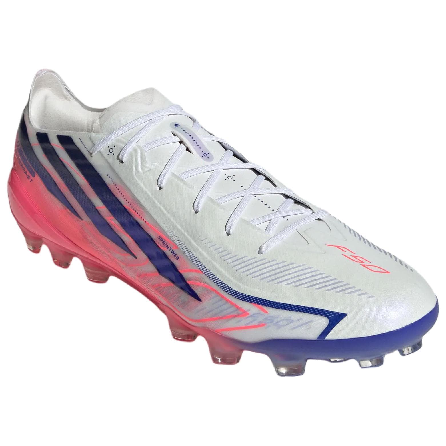Adidas F50 Soccer Lowtop White/Solar Purple/Swirl Neon Red