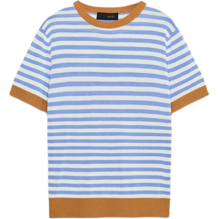 ZARA Knitwear Blue/White Crew Neck Moderate