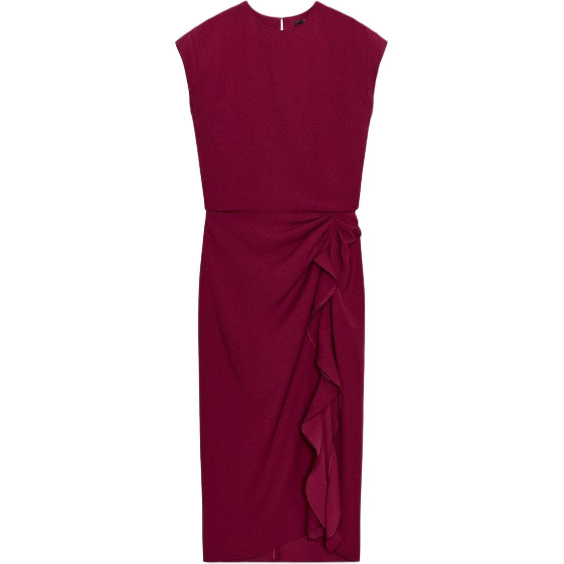 ZARA ZW Sleeveless Burgundy Red Color Crew Neck Moderate