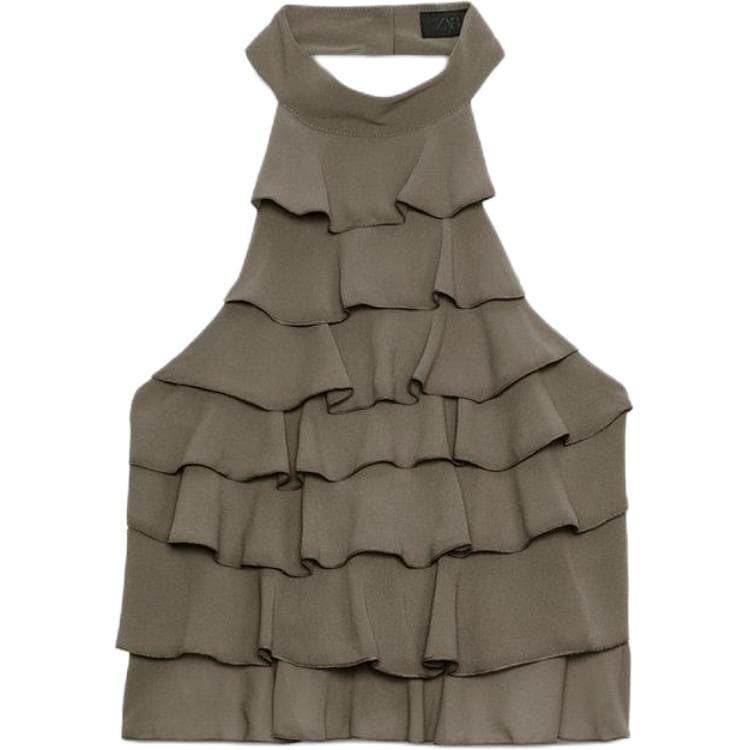 ZARA Tank Tops Light Khaki