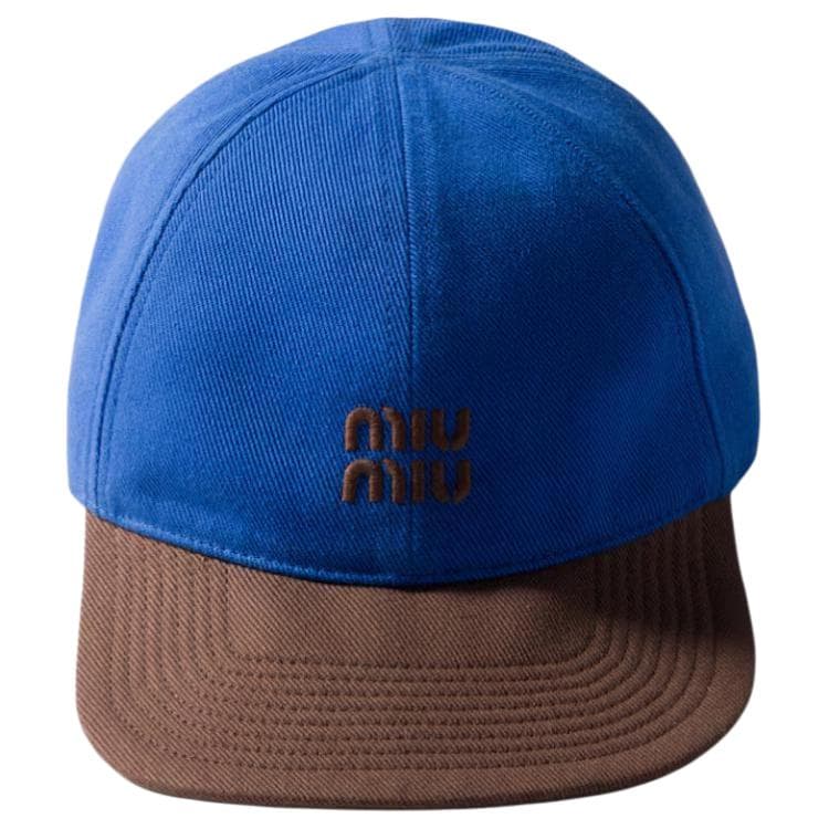 MIU MIU Cotton Baseball Caps Light Blue/Cocoa