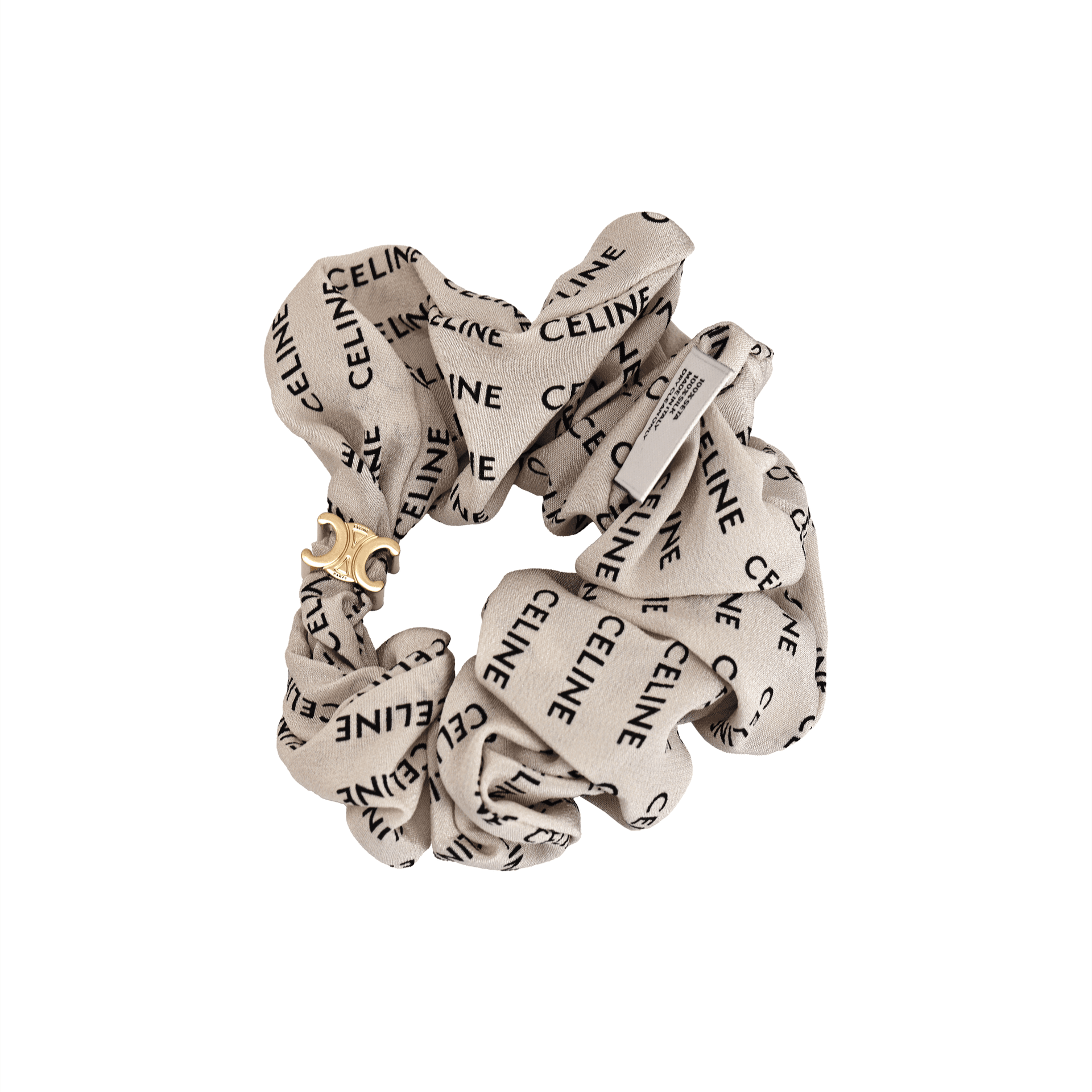 CELINE Silk Hair Tie White White