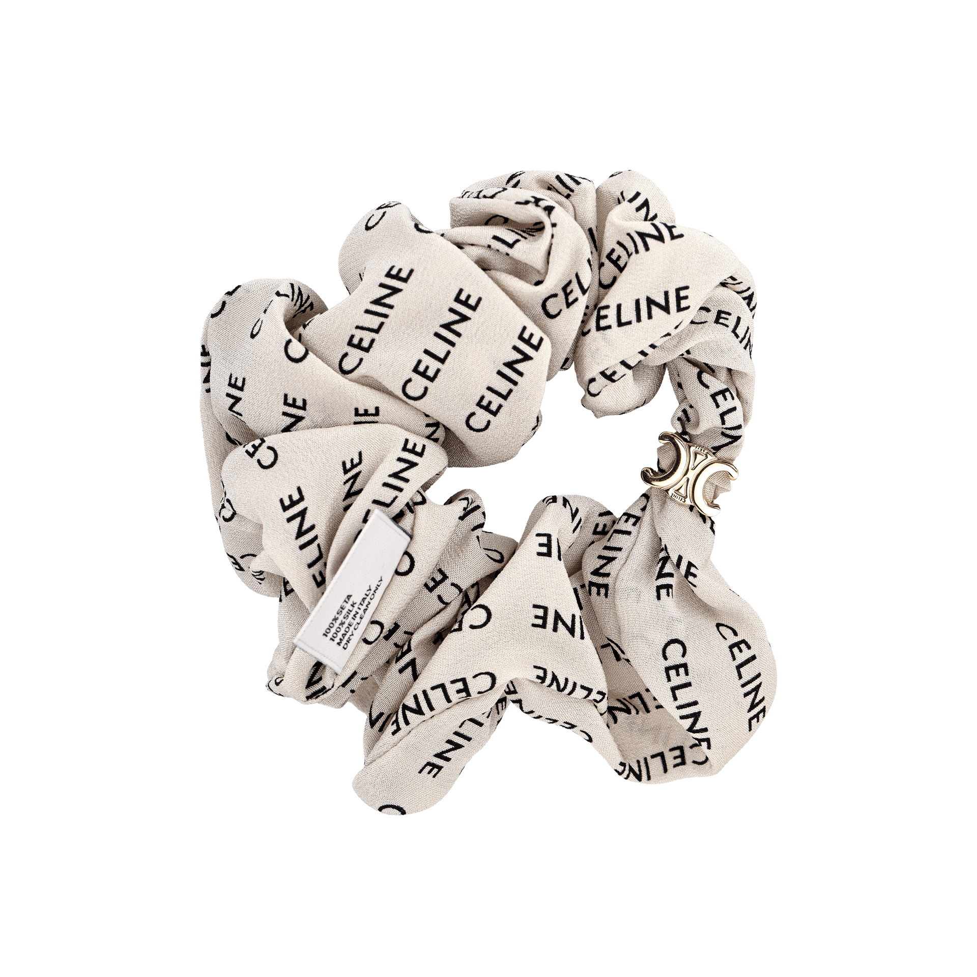 CELINE Silk Hair Tie White