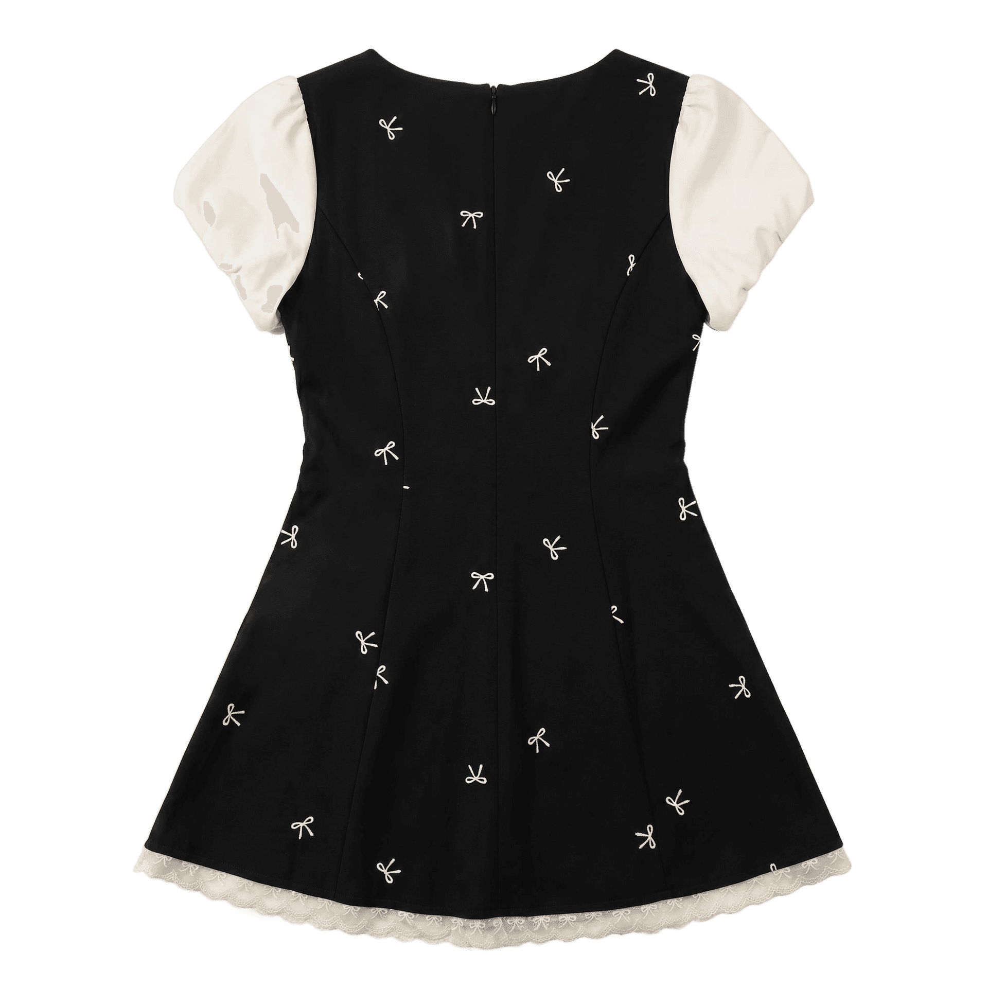 FABRIC PIG ShortSleeved Black ShortSleeved Dress Crew Neck Moderate Short Skirt Aline Skirt