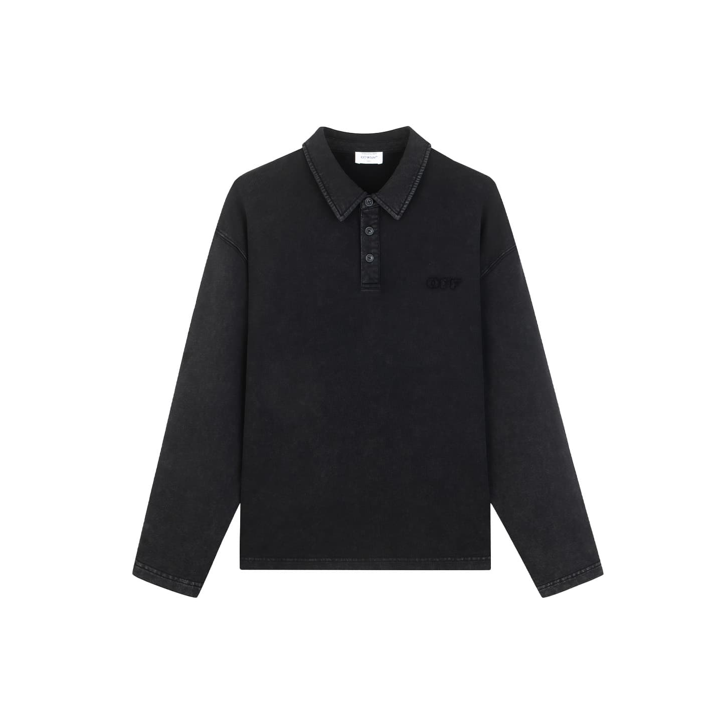 OFFWHITE Polo Shirts Black Washed Polo Collar Moderate Straight Fit