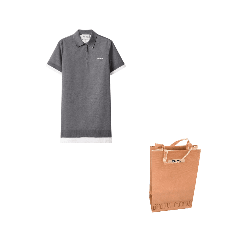 MIU MIU Short Sleeved Dress Gray