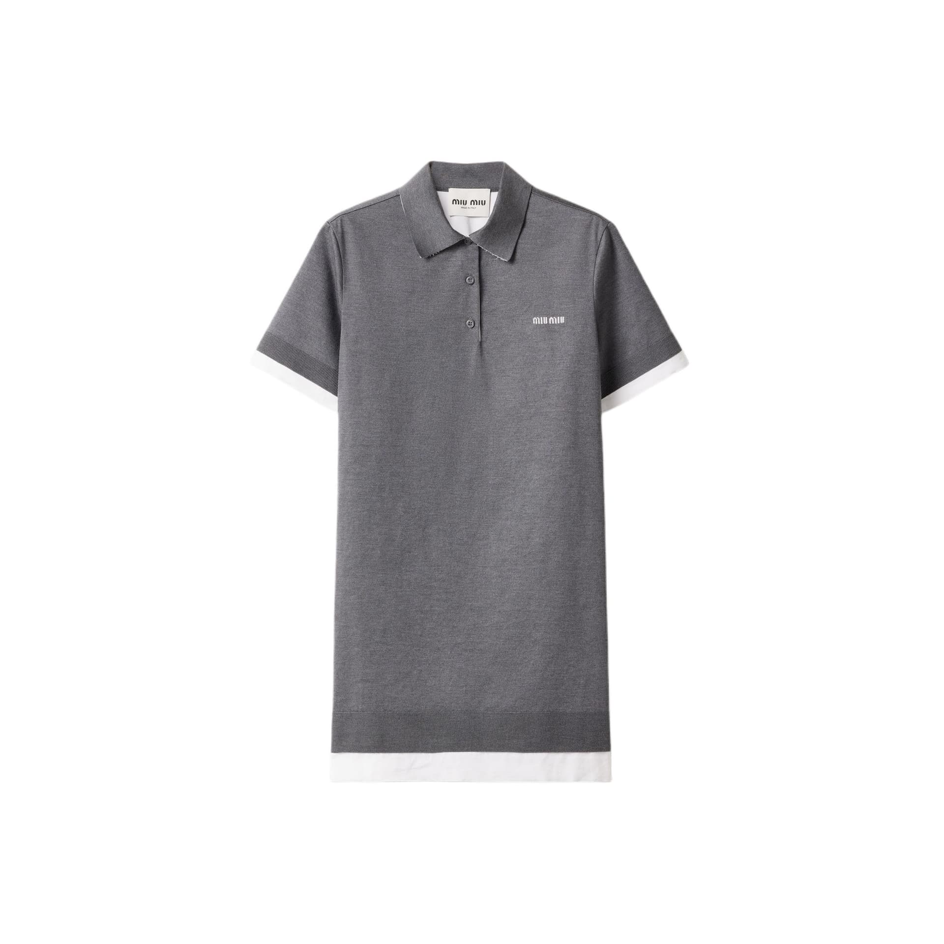 MIU MIU Short Sleeved Dress Gray