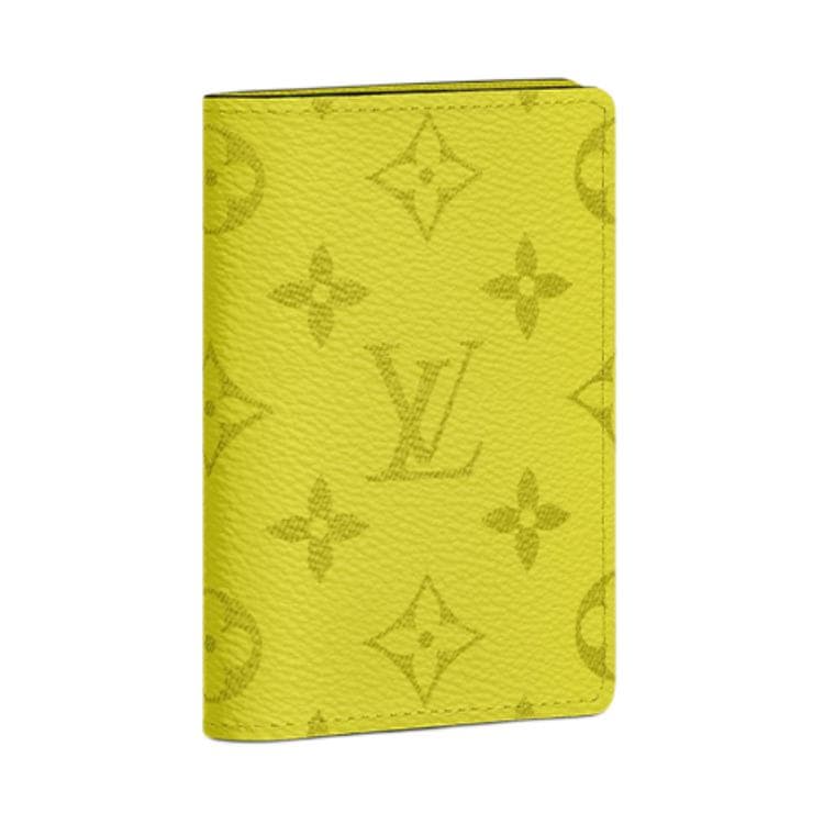 LOUIS VUITTON Pocket Organizer Cow With Coated Canvas Wallet Yellow Basic Set (Bag+Dust Bag)