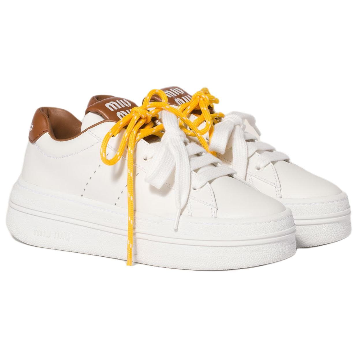 MIU MIU Skate Lowtop White Cognac