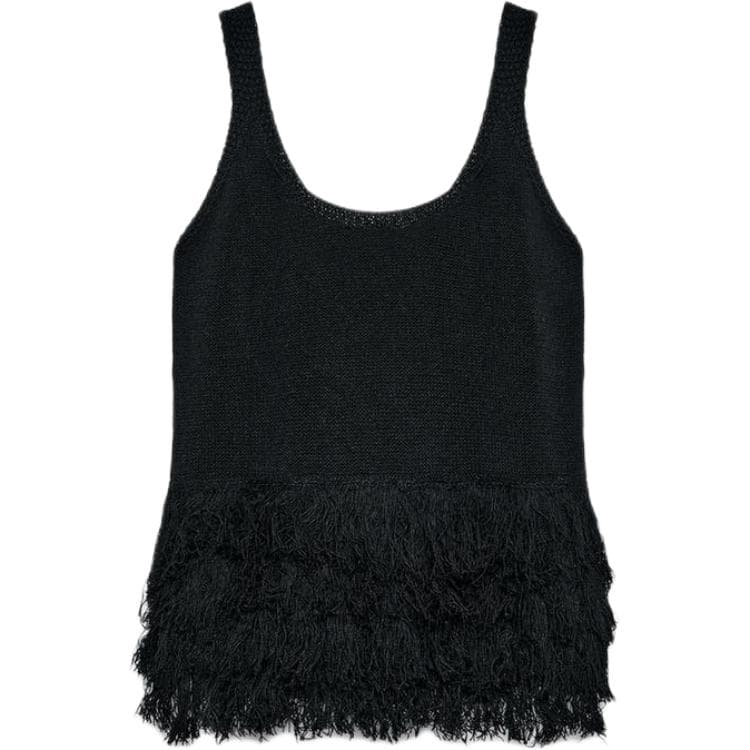 ZARA Tank Tops Black Straight Fit
