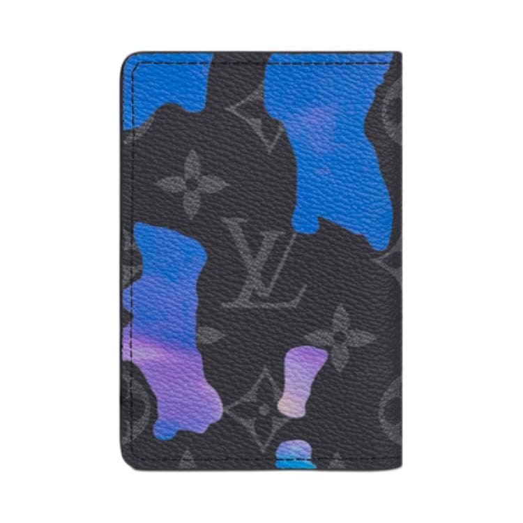 LOUIS VUITTON Coated Canvas Wallet Passport Holder Blue/Black