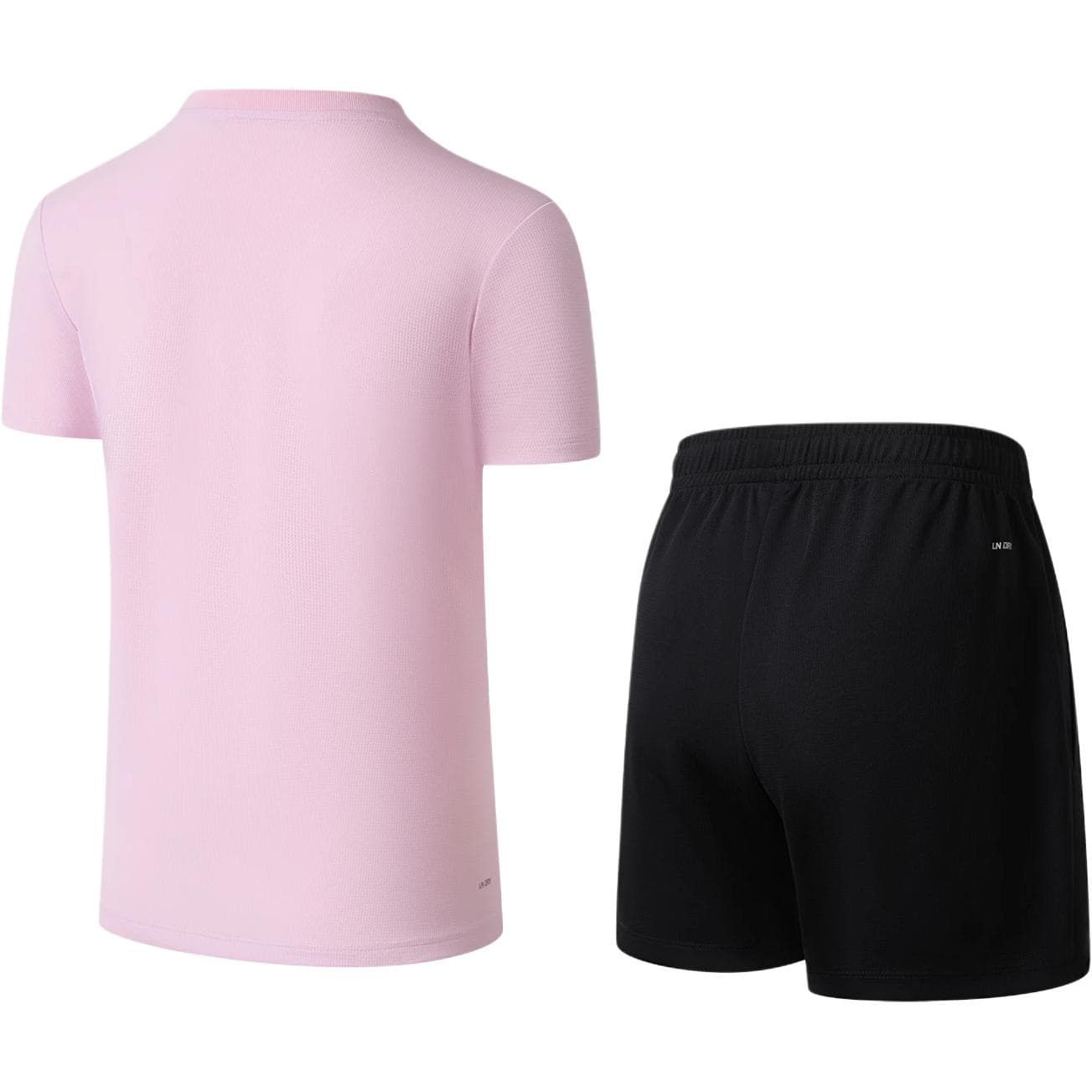 LiNing Badminton Uniform Sets Set (Dusty Pink Top+Black Bottom) Vneck Moderate