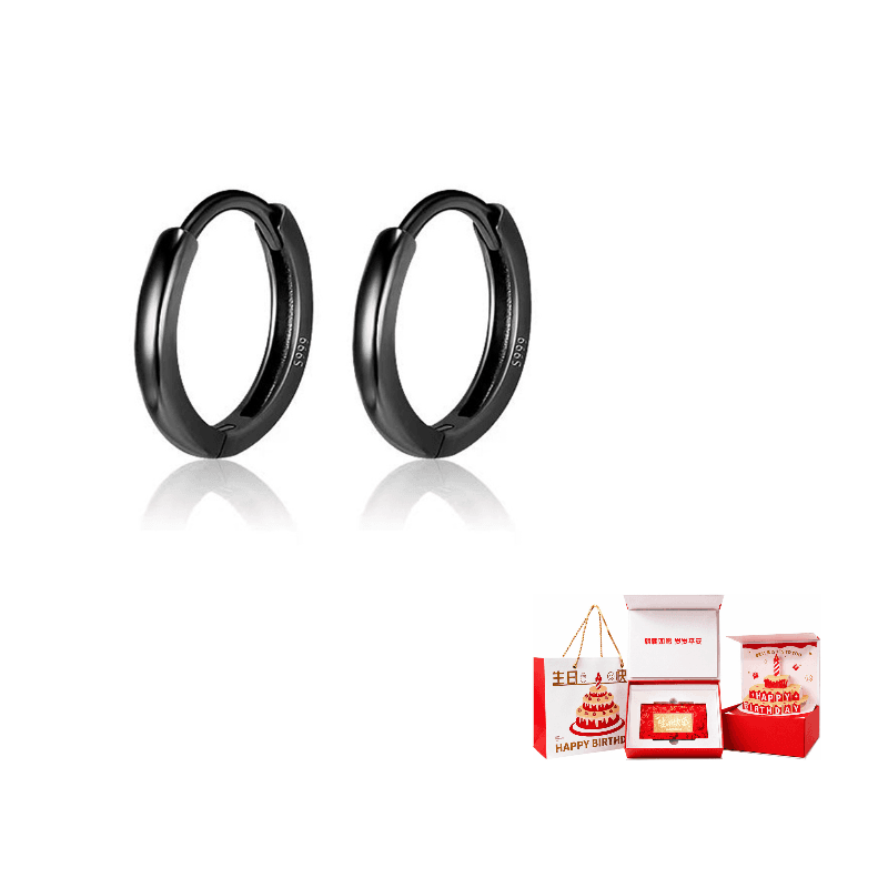 Plain Earrings (Gunmetal Black) One Pair of Small