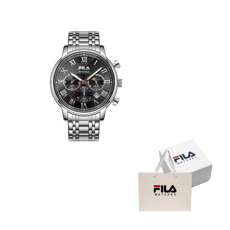 FILA Collection Perpetual Calendar With Three Hands Wrist Quartz Movement Black Dial 6704001 Black Dial