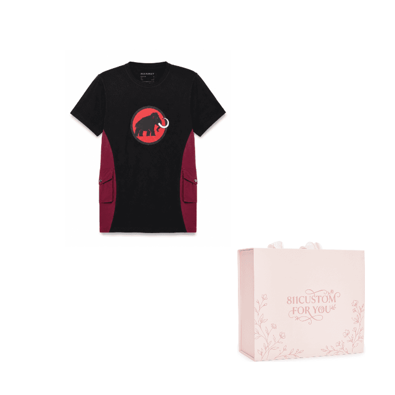MAMMUT TShirts Wild ProtocolBlack Red Crew Neck Moderate