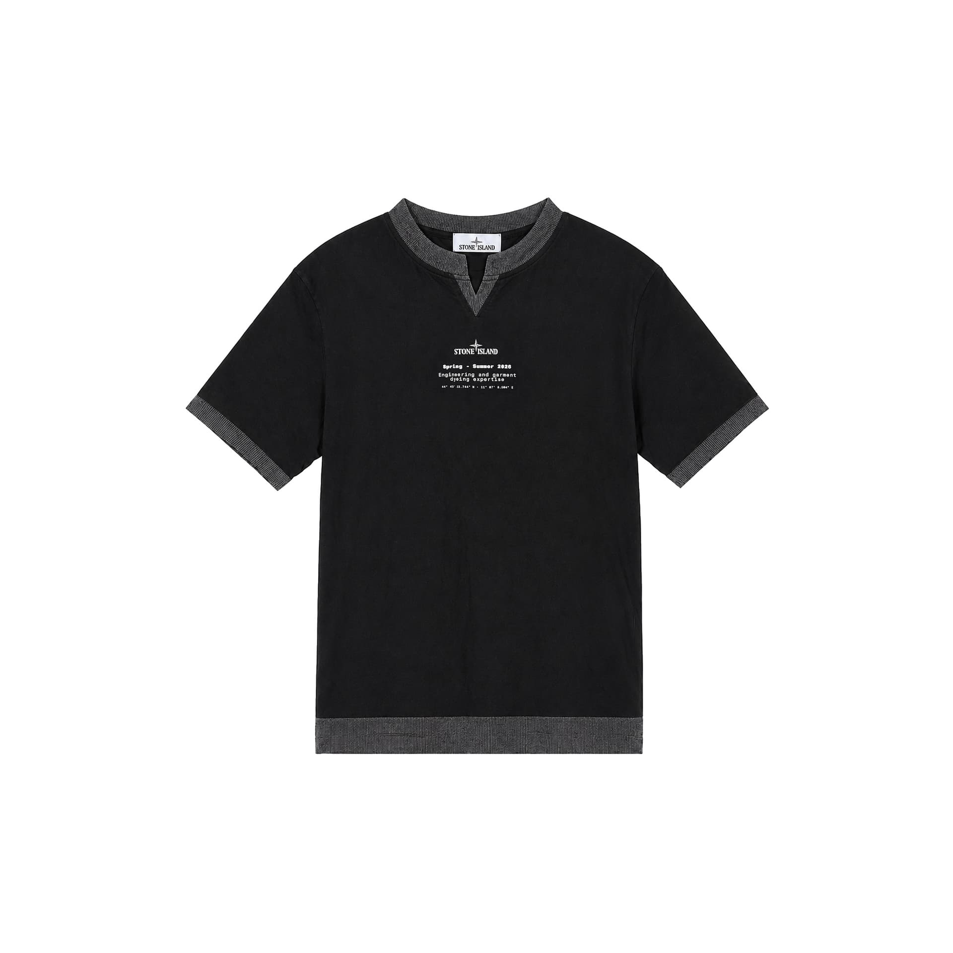 STONE ISLAND TShirts Obsidian CenterBlack Vneck Moderate