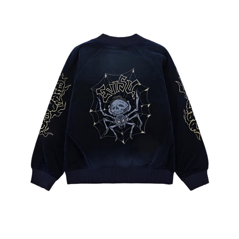 EVISU Jackets Navy Blue Baseball Collar Moderate