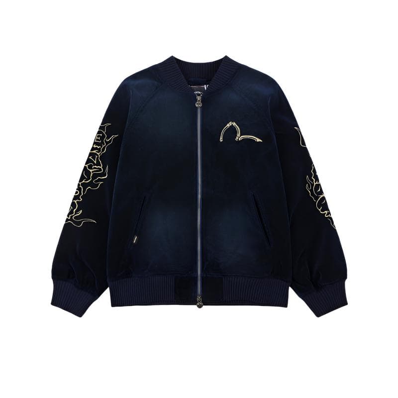 EVISU Jackets Navy Blue Baseball Collar Moderate