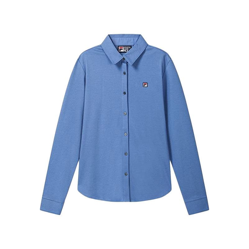 FILA Heritage Shirts Imitation Denim Blue Lapel Moderate
