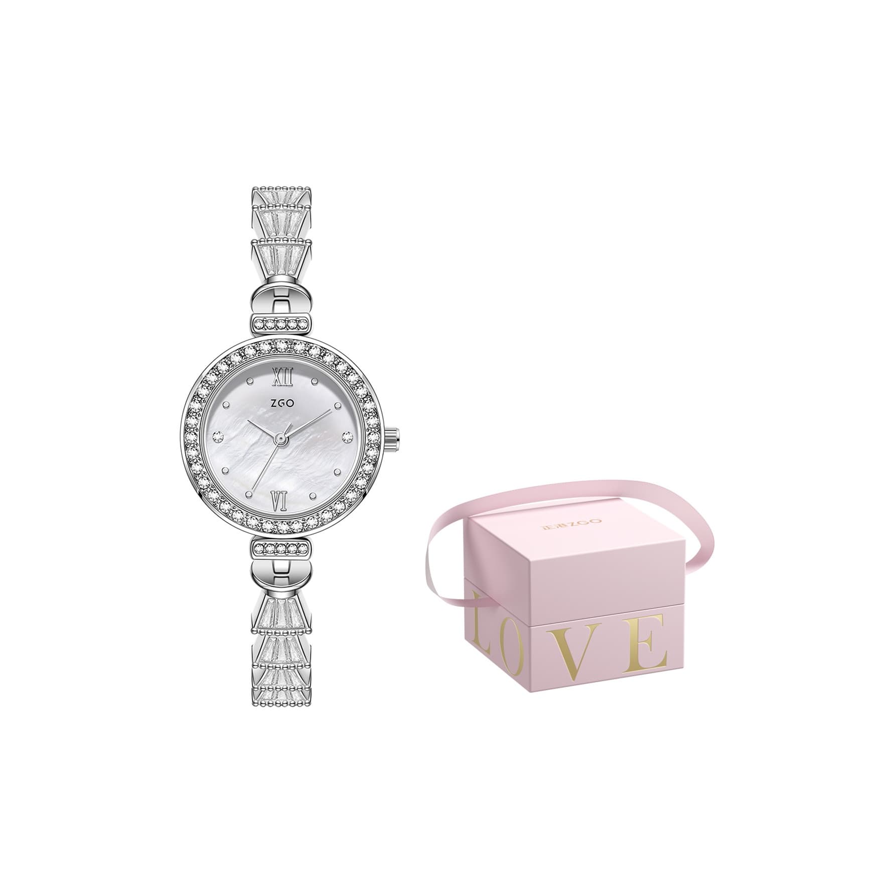 Zgo Hello Kitty Collaboration Quartz Movement Alloy Strap Watch Watch Pink Watch Dial Waterproof