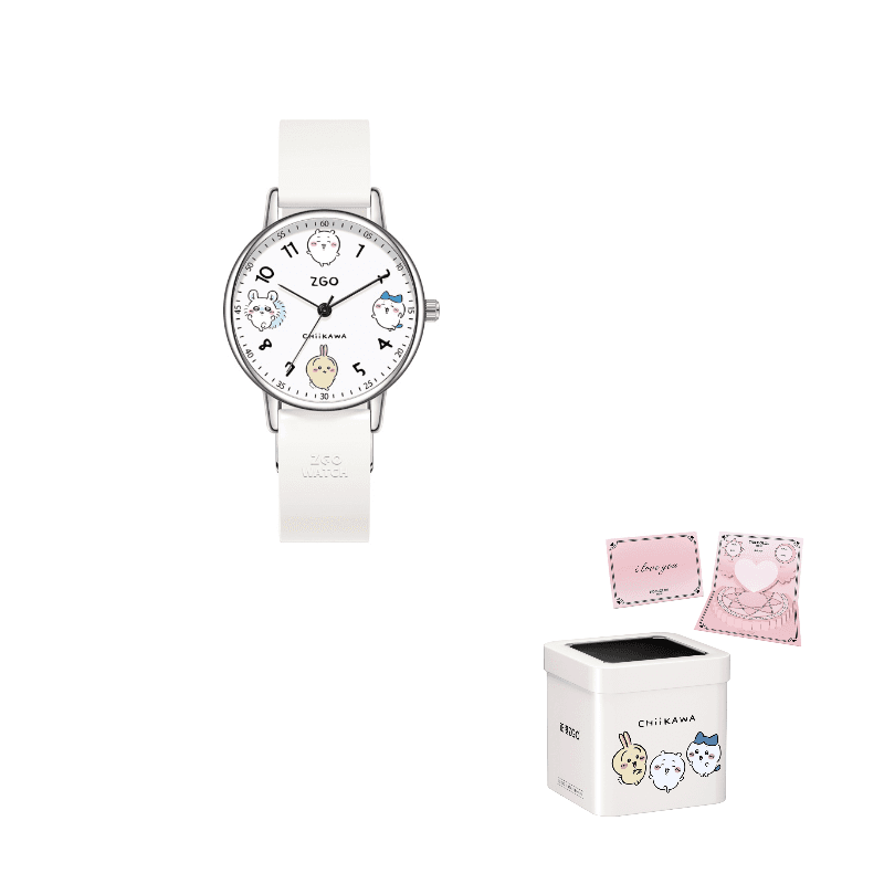 Zgo Chiikawa Collaboration Quartz Movement Silicone Strap Watch Watch White Dial Waterproof